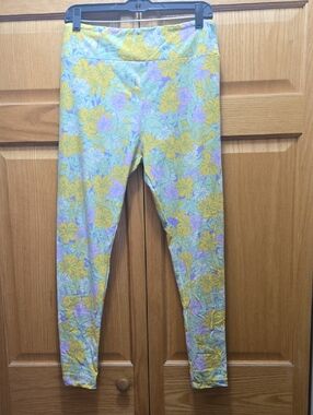 Floral Stretch Leggings in Yellow
